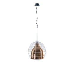 Cage hanglamp Large, wit/brons